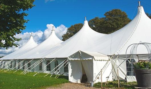 high-quality portable restrooms stationed at a wedding, meeting the needs of guests throughout the outdoor reception in West Hills CA